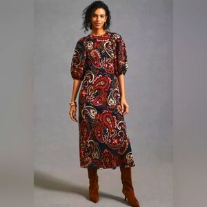 Anthropologie Multicolor Paisley Midi Dress